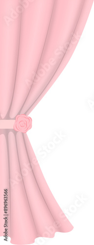 Simple pink curtain with flower