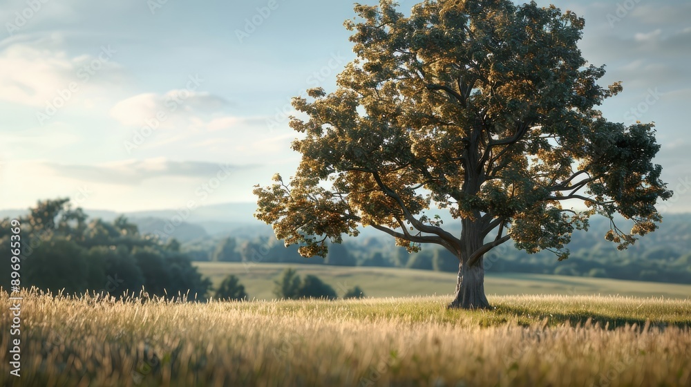 Obraz premium A majestic oak tree faces an uncertain fate as lumberjacks approach.