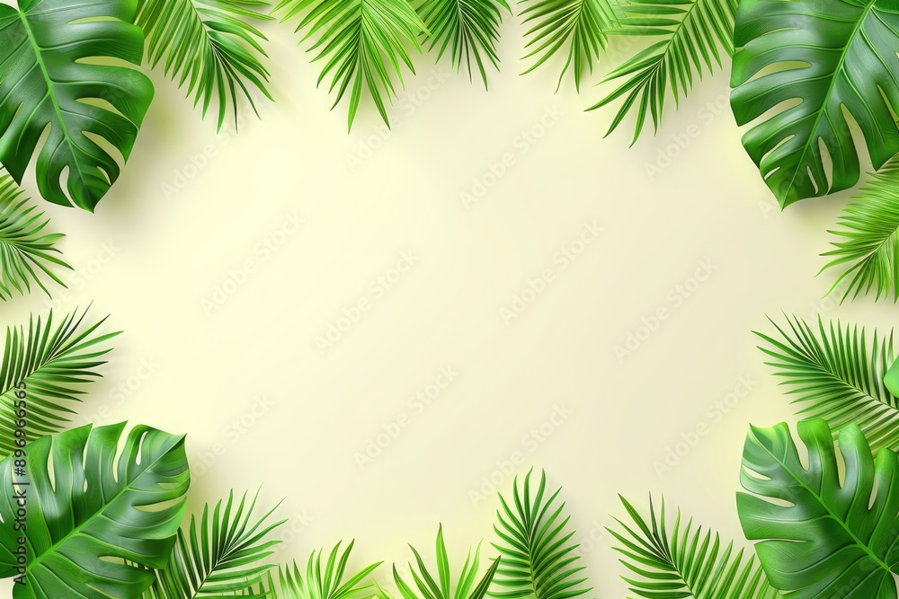 Shadow background of tropical monstera and palm leaves overhead view Shadow background of tropical monstera and palm leaves overhead view