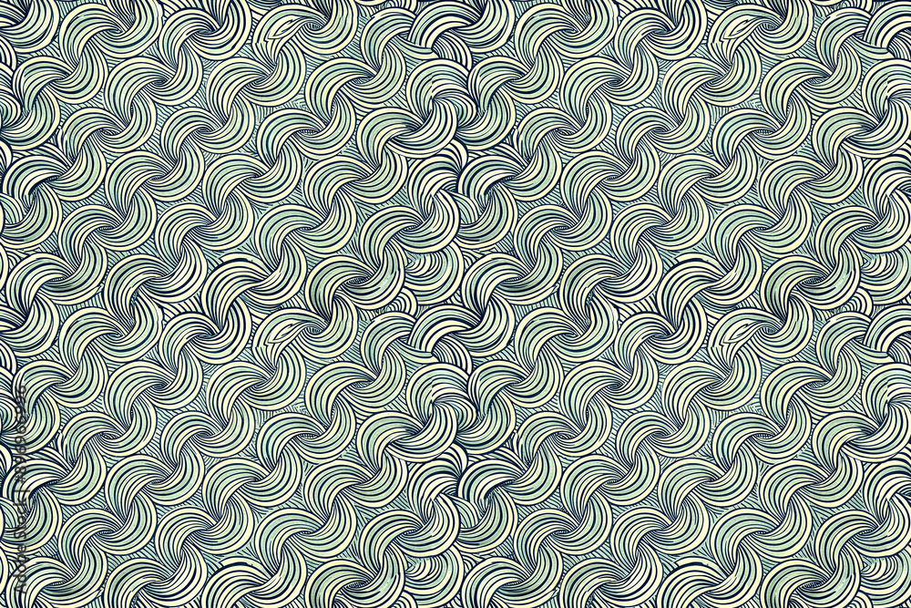 Seamless pattern of abstract white wavy lines on a blue-green background Seamless pattern of abstract white wavy lines on a blue-green background