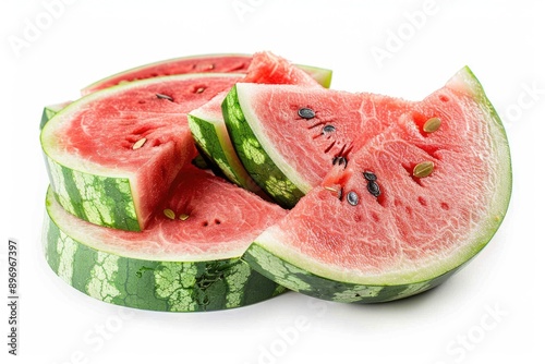 Sliced ripe watermelon on white background cutout