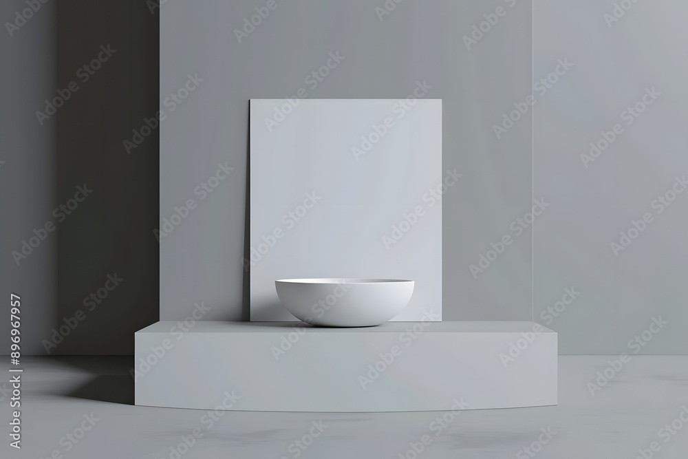 3D Mockup of Empty Advertisement Poster on Gray Background 3D Mockup of Empty Advertisement Poster on Gray Background