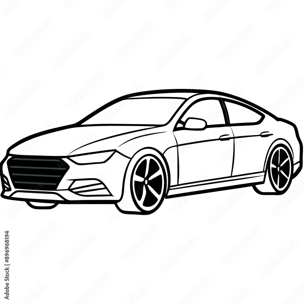 Naklejka premium Kids' Sports Car Vector Coloring Page