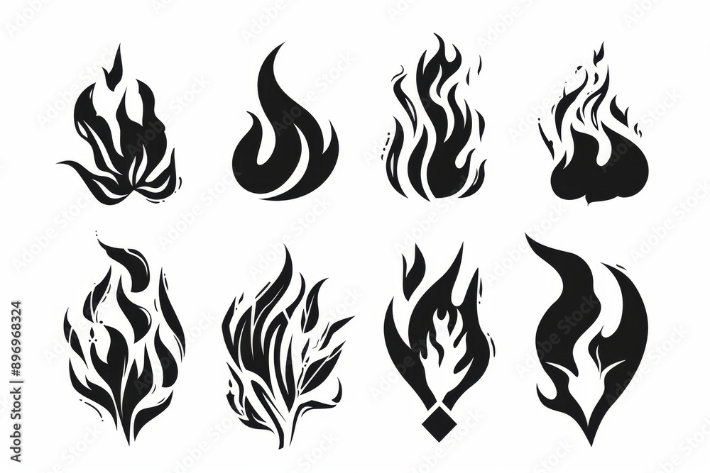 Fire icon, flame bonfire sign, campfire symbol, burn graphic element, fire emblem, grill pictogram Fire icon, flame bonfire sign, campfire symbol, burn graphic element, fire emblem, grill pictogram