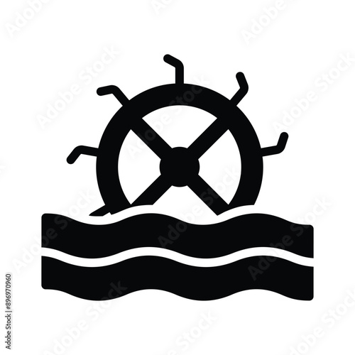 Hydraulic energy, visually perfect icon of hydropower in modern style