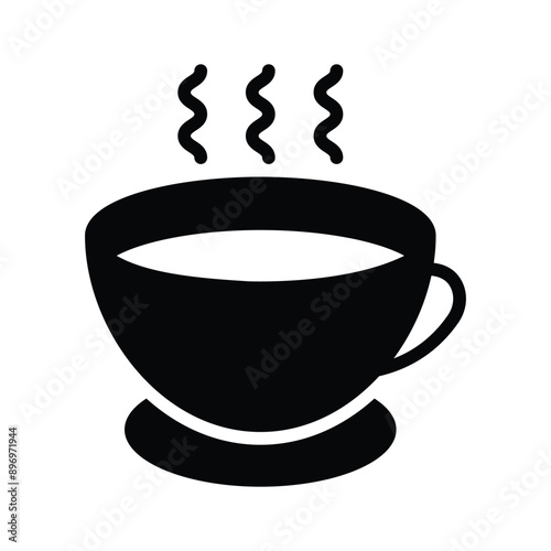 Coffee cup, hot beverage, tea cup with steam vector design