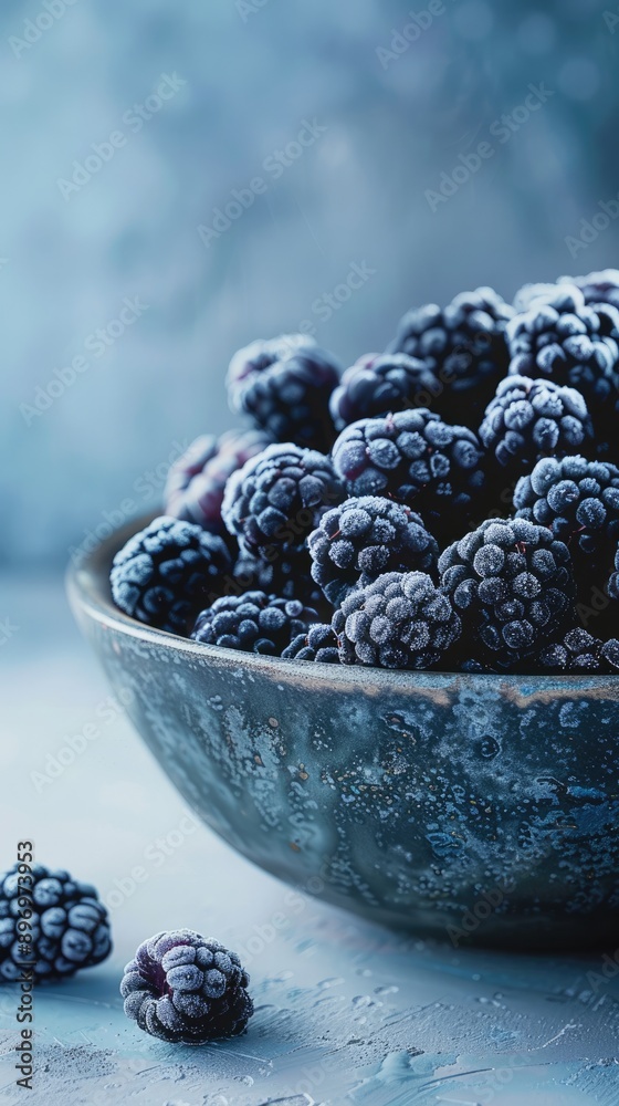 Frozen Blackberries in Small Bowl Frozen Blackberries in Small Bowl