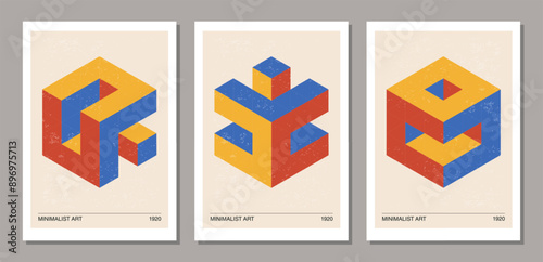 Set of minimal 20s geometric design posters