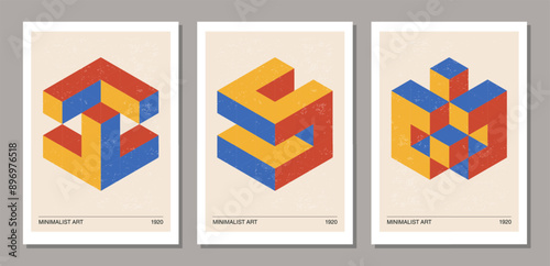 Set of minimal 20s geometric design posters