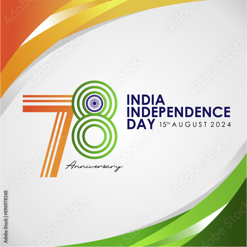Happy 78th India Independence Day 2024 Greeting Design with 78th Logo. India Independence Day 2024 Banner, Poster, Background, Feed, Template. 