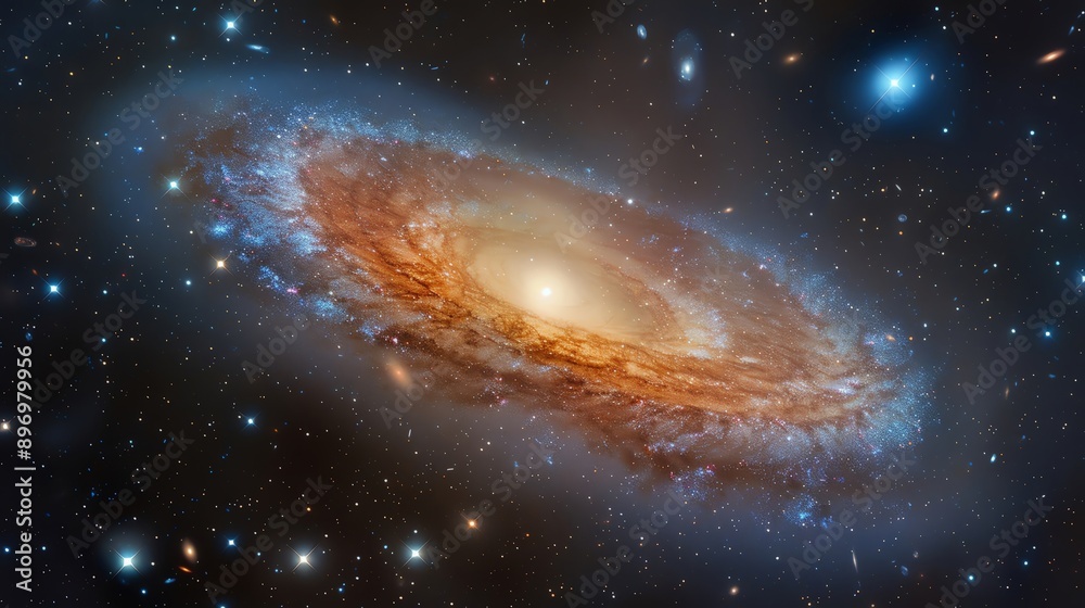 Fototapeta premium Spiral galaxy formation in space, science discovery pattern, cosmic structure