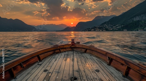 Sunset Cruise on a Serene Lake