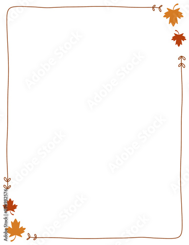 Simple hand-drawn doodle autumn leaves border fall frame photo