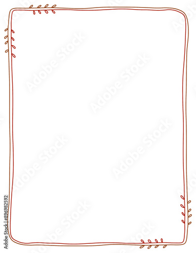 Simple hand-drawn doodle autumn leaves border fall frame
