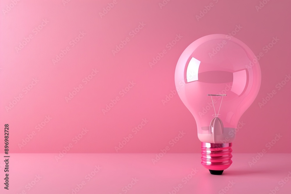 Pink light bulb, lamp mockup, lightbulbs banner, minimal light bulbs with copy space, creativity idea