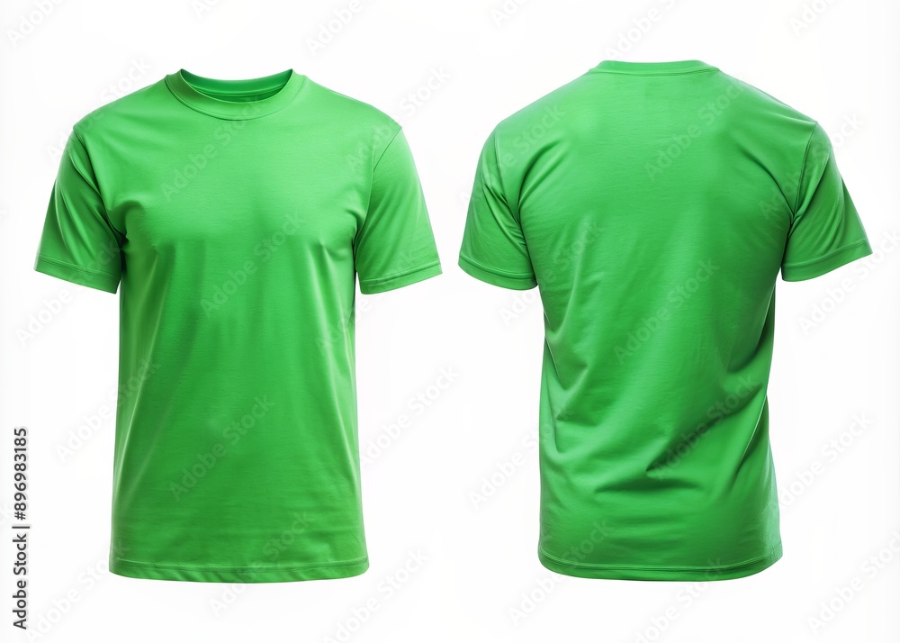 green t shirt front and back view, isolated on white background. Ready for your mock up design template green t shirt front and back view, isolated on white background. Ready for your mock up design template