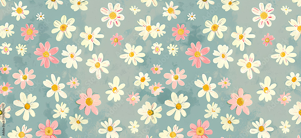 pastel colour palette, daisies and flowers background for backdrop 