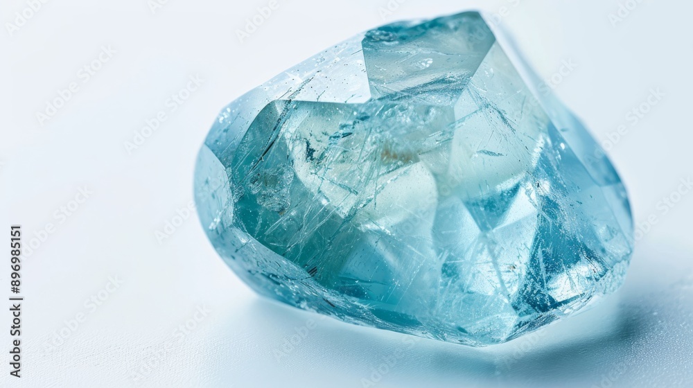 CloseUp Photograph of a Single Polished Aquamarine Gemstone with a Smooth and Shiny Surface for Jewelry Design and Elegant Art Projects CloseUp Photograph of a Single Polished Aquamarine Gemstone with a Smooth and Shiny Surface for Jewelry Design and Elegant Art Projects