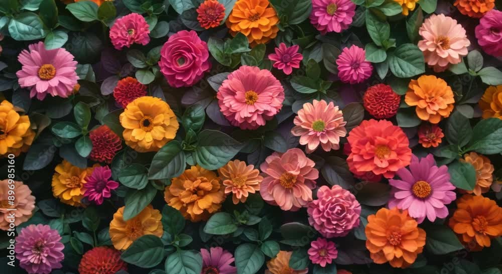 A colorful bouquet of flowers with a variety of colors including pink, orange A colorful bouquet of flowers with a variety of colors including pink, orange