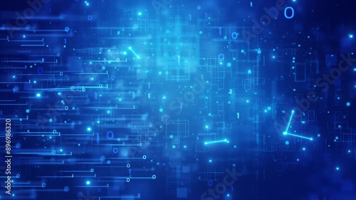 Wallpaper Mural Cyberspace technology with particles and digital data network connections. Digital data flow with blue glowing grid and connection concept. Torontodigital.ca