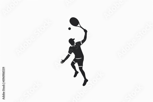 A silhouette capturing a tennis player making a powerful serve mid-air, highlighting the athleticism and skill required in the game of tennis.