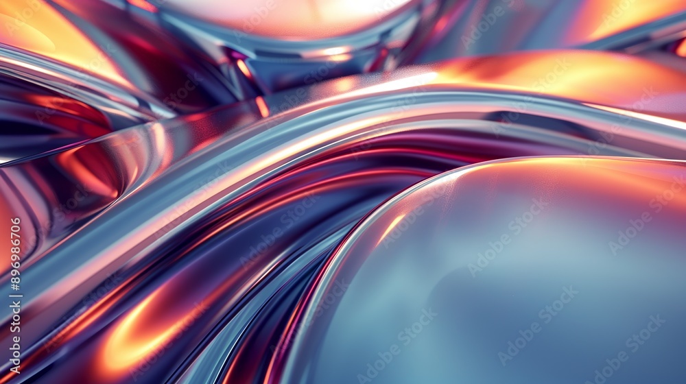 Elegant metallic surface with smooth curves and warmcool toned reflections in abstract background Elegant metallic surface with smooth curves and warmcool toned reflections in abstract background