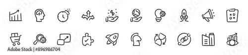 Set of startup icons. 20 sets of startup icons. Startup icons. Simple doodle startup icons