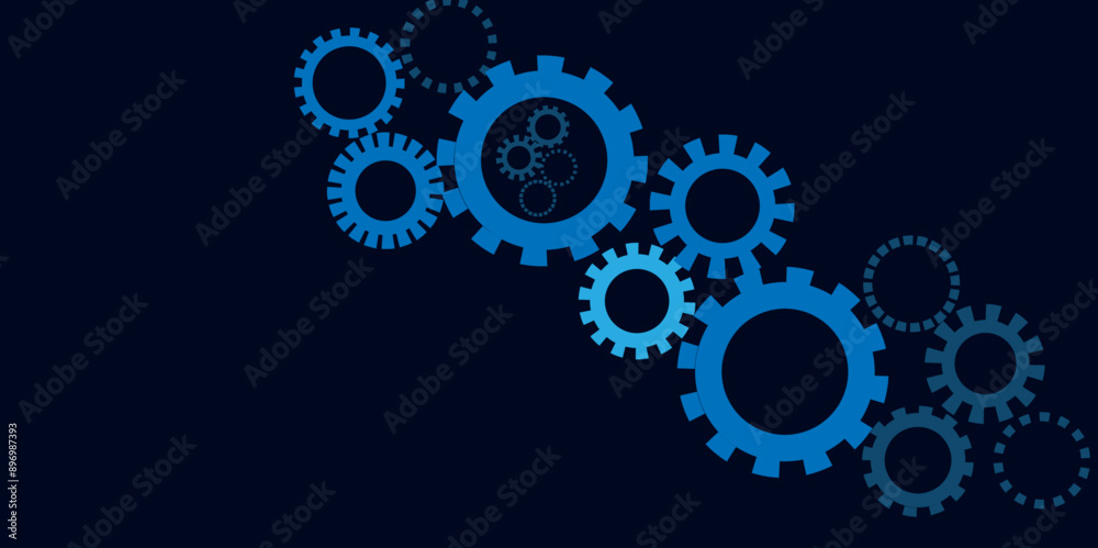 Futuristic gear wheel with wave flow, Hi-tech digital technology and engineering