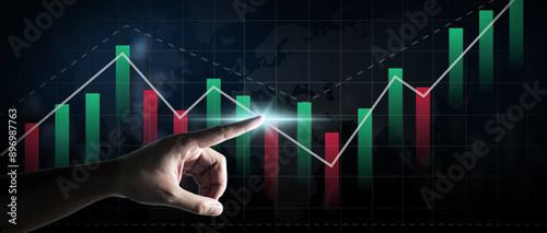 hand have pointed to a growing business graph, symbolizing success in finance and the stock market