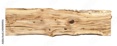 Clean beach wood board from the top isolated on a white background Generative Ai
