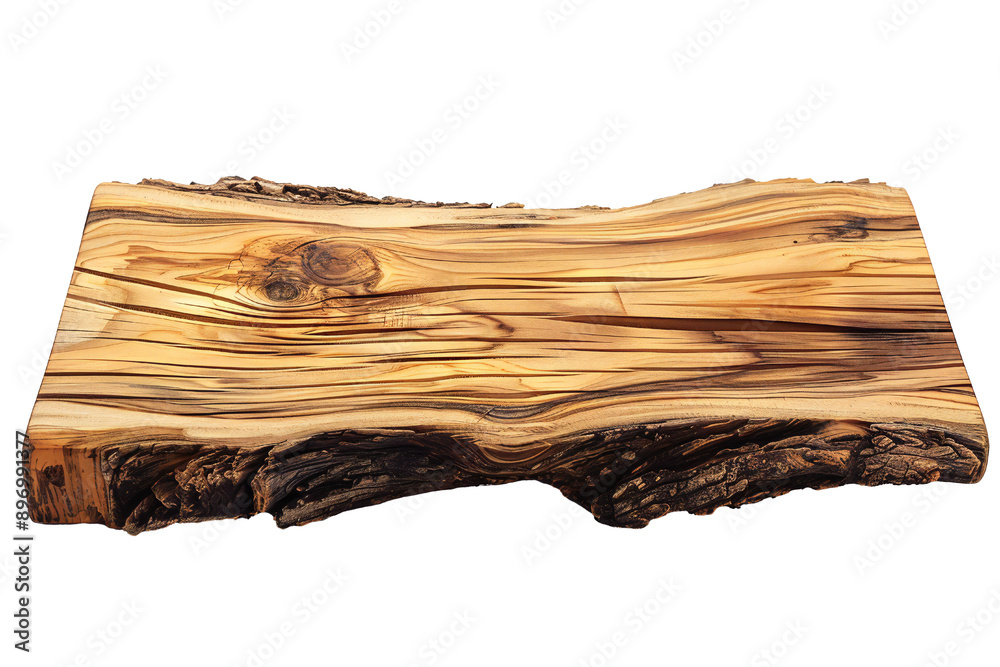 Clean beach wood board from the top isolated on a white background Generative Ai