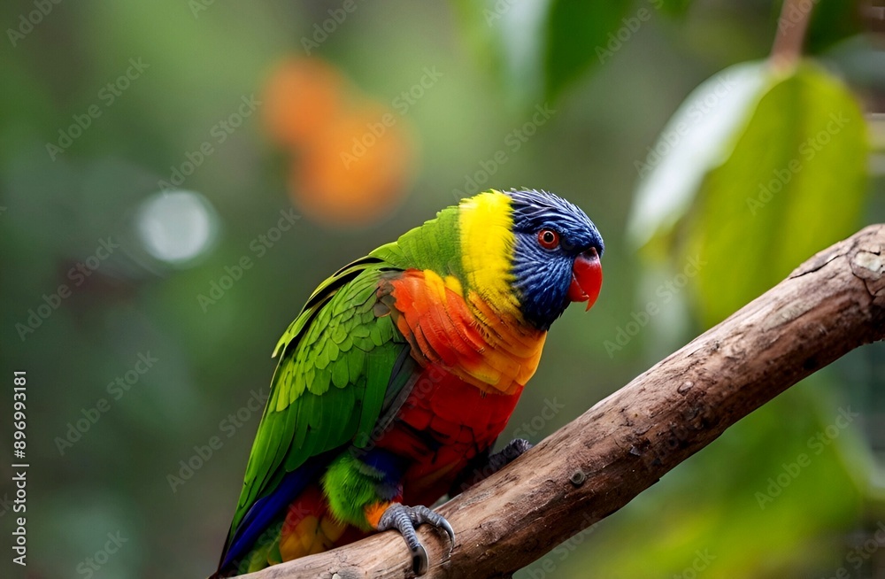 Beautiful rainbow lorikeet bird standing on a branch Beautiful rainbow lorikeet bird standing on a branch