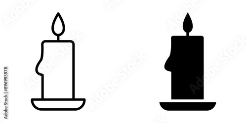 Candle icon set, logo isolated colo editable