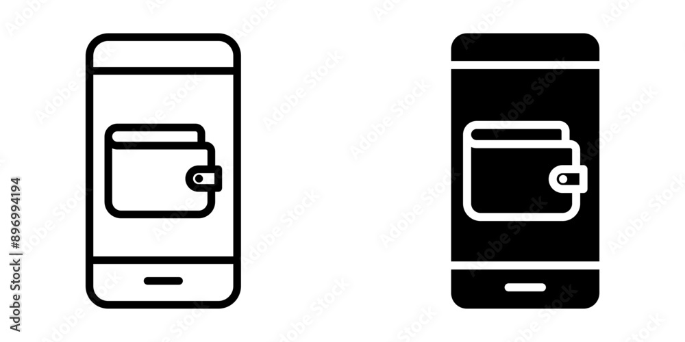 digital wallet icon set,phone with wallet icon colo editable digital wallet icon set,phone with wallet icon colo editable