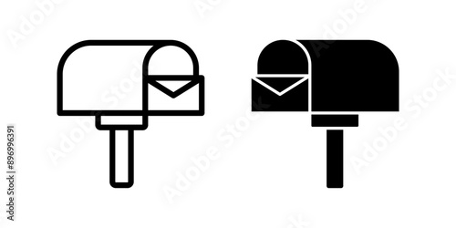 letter box icon set Mail box symbol color editable