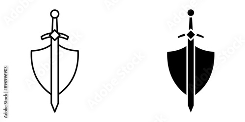 Sword icon set. Medieval knight swords silhouette colo editable