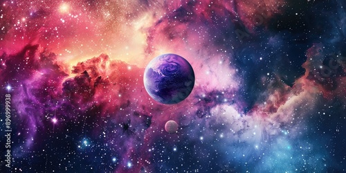Vibrant galaxy backdrop for planets © vefimov