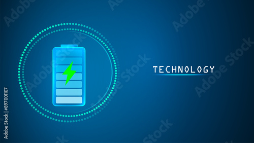 Battery technology vector background. Charging energy interface, Ev tech and speed.