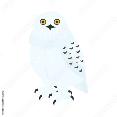 シロフクロウ。フラットなベクターイラスト。
Snowy owl. Flat vector illustration.