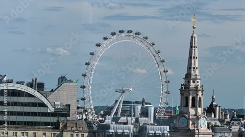 St Martin in the Fields Church and the London Eye, London, United Kingdom photo