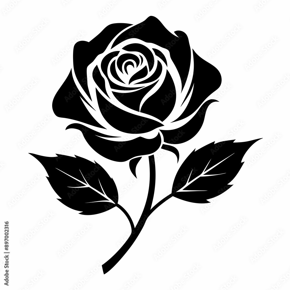 rose vector silhouette with white background rose vector silhouette with white background