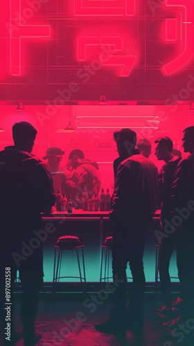 retro wave illustration of a synthwave nightclub