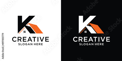 Creative real estate with letter K logo design template abstract
