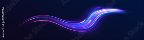 Abstract fire flare trace lens flares. Long exposure of motorways as speed. Neon line as speed or arc, turn, twist, bend in light effect. 