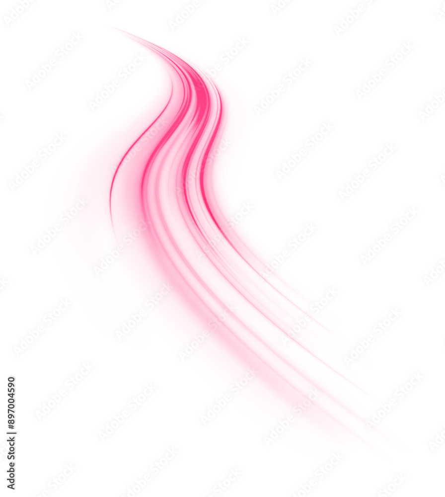 Obraz premium Abstract neon light rays background. A colorful motion background of city light trails. Futuristic technology dynamic motion neon line on white transparent background PNG. 
