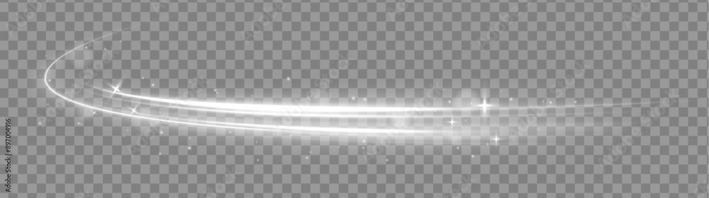Fototapeta premium White shiny sparks of spiral wave. Imitation of the exit of cold air from the air conditioner. Vector illustration stream of fresh wind png. 