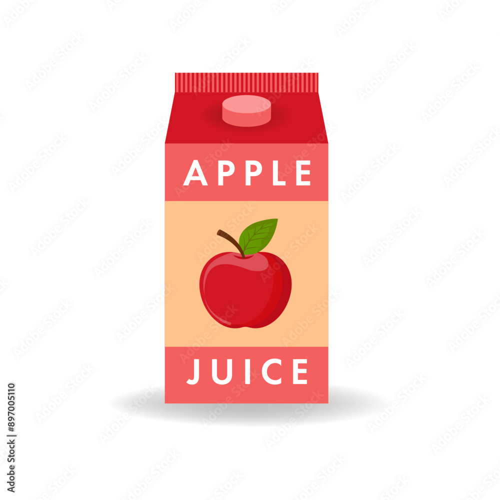 Apple Juice box flat icon. Simple vector illustration of juice packaging
