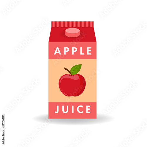 Obraz na płótnie Apple Juice box flat icon. Simple vector illustration of juice packaging w salonie