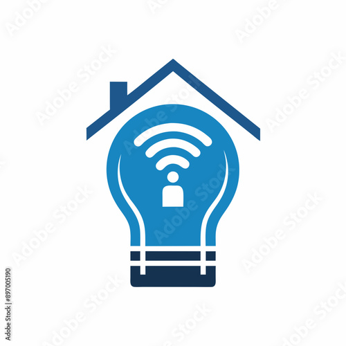 Smart bulb light home logo design vector art illustration