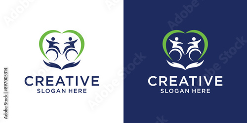 Disability people logo design idea template abstract